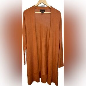 Tahari - Merino Wool Blend Orange Cardigan - L